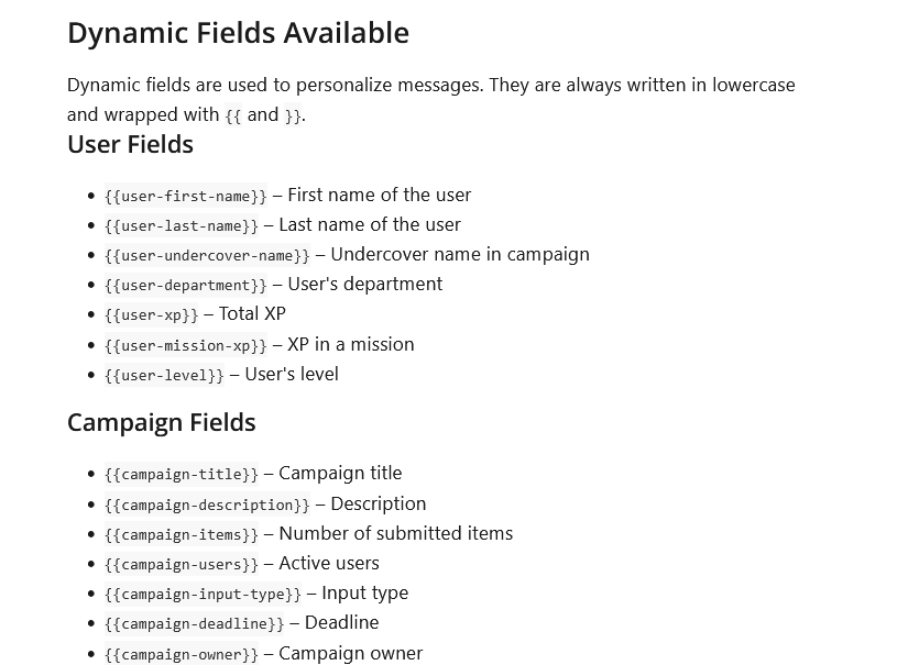 dynamic fields available for mail templates