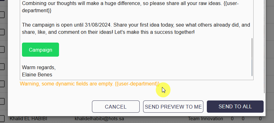 empty dynamic field error message