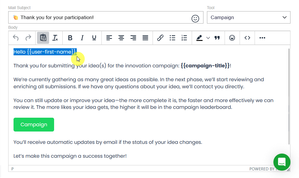 hello user first name placeholder