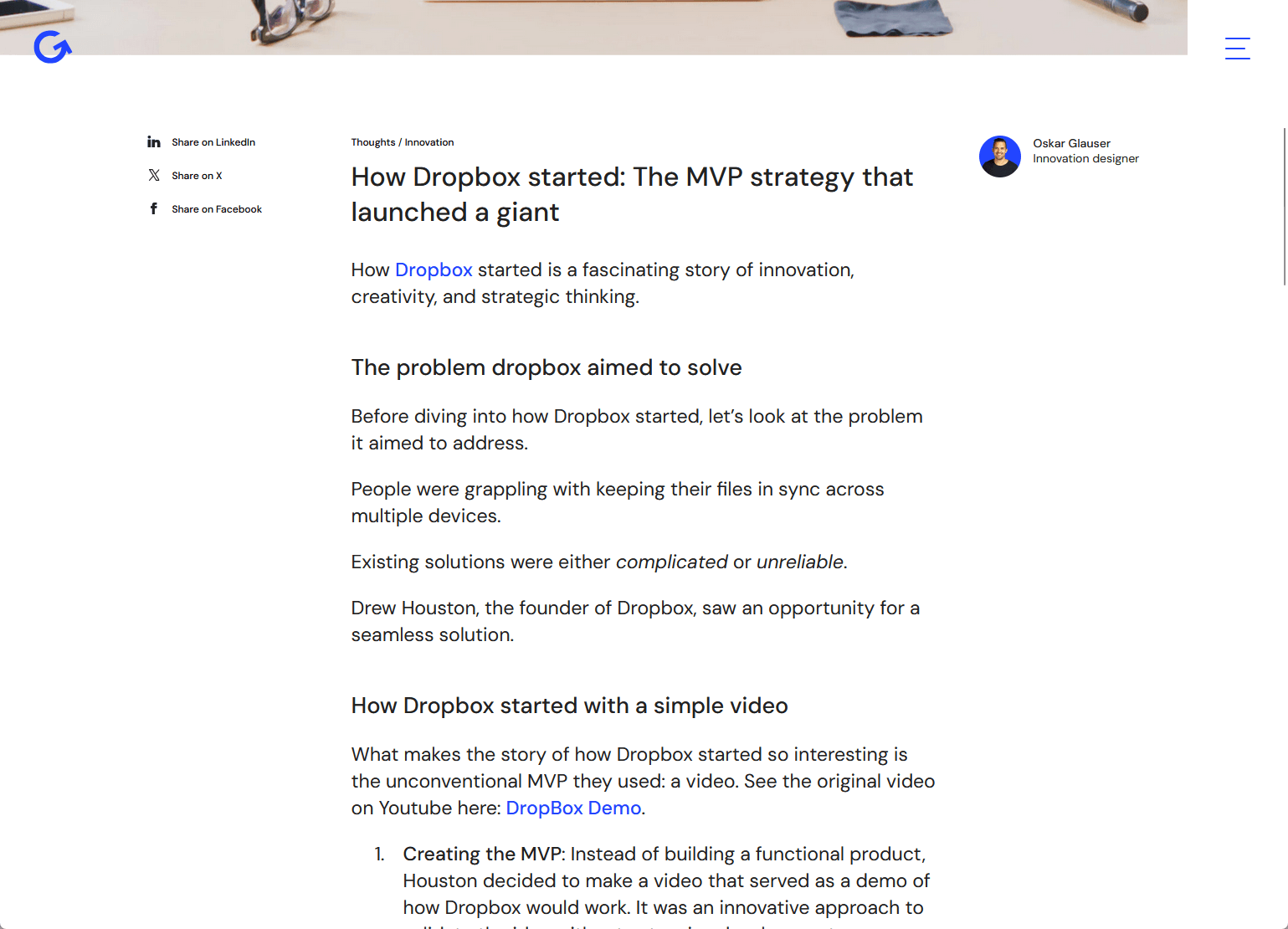 Artikel over hoe dropbox begon en groeide via een mvp strategie