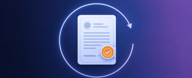 Uitgelichte banner: een verzegeld besluitdocument met vinkje in een cirkelpijl, voor besluiten die vast blijven staan.